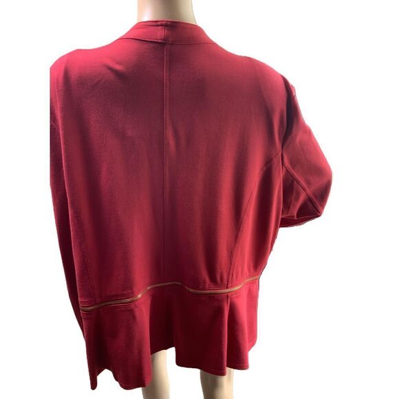 NWT IMAN Red Open Front Zipper Detail Long Sleeve Jacket Sz 3X Corpgore Business - Picture 9 of 16